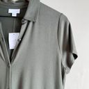 J.Jill NWT  Button Front Shirt Pima Cotton Dress with Pockets in Kale Green, S Photo 4