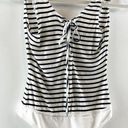 Lovers + Friends  Allie Tank Top Striped Lace Up Bodysuit Navy Blue White Small Photo 6