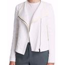 Vince  Cream TEXTURED ZIPPER FRISE asymmetrical JACKET $425  sz XXS Photo 4