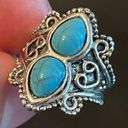 Turquoise stone silver plated ring size 4 Photo 5