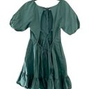 Peter Som  Puff Sleeves Cotton Green Babydoll Mini Dress Sz 6 Photo 4