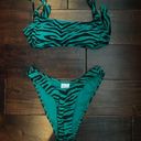 Xhileration Green Zebra Bikini Bottom Size M Photo 2