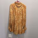 Free People Free‎ People Aries Floral High Neck Open Back Gold Boho Mini Dress Size Small Photo 2