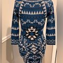 Flying Tomato  Sweater/Dress Blue Black Sequins Lightweight Size M Tribal Boho Photo 1