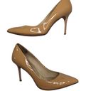 Brian Atwood B.  Nude Beige Patent Leather Pointed Toe Stiletto Pumps 7.5 Photo 0