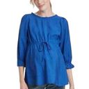 Isabel Maternity  ROYAL BLUE FRONT TIE LONG SLEEVE BLOUSE TOP L Photo 0