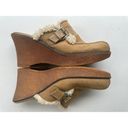 Lower East Side  Women's Y2K 90s Suede Leather Sherpa Trim Wedge Mule Clogs 7.5 Photo 5