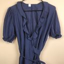 Old Navy NWT  Women’s Embroidered Floral Print Navy Blue Ruffle Hi-Low Wrap Dress Photo 1