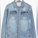 Thread and Supply  Cotton Distressed Frayed Denim Jacket Small DENIM Light Wash Photo 1