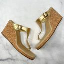 Ralph Lauren Ayva Metallic Genuine Leather Platform Cork Wedge Sandal Heels Gold Photo 0