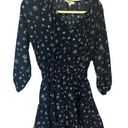 Entro  navy blue floral v neck lined ruffle tiered mini dress size Medium Photo 0