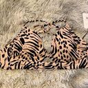 Shade & Shore  Women’s Longline Cut Out Bikini Top Size 36B Beige Animal Print Photo 0