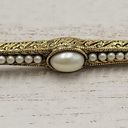 The Bar Vintage Faux Pearl Brooch Pin Gold Tone Victorian Revival Art Deco Photo 11