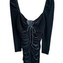 ZARA  Draped Front Tie Velvet Bodycon Mini Dress Black Size XSmall Photo 0