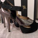 L.A.M.B. Gwen Stefani Platform Heels Blk/Gun Metal Strappy Shoes Sz 7 No Box Photo 6