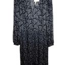 Uniqlo Uniqulo Printed Chiffon Pleated Long Sleeve Dress Womens Size Large Blue NWT NEW Photo 1