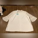 Ming Wang  Women's White Lace  Blouse Bell Sleeve Size XL NWT Work Office Shirt Photo 9