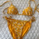 ASOS Yellow Flower String Bikini Gold Size 6 Photo 0