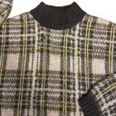 Nine West  fuzzy, mock turtleneck sweater in yellow & gray plaid size large Photo 2