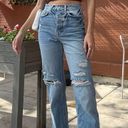 ZARA high waisted ripped knee distressed straight leg denim jeans Photo 11