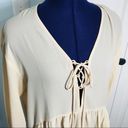 Lucca Couture NWT Lucca Cream Cottagecore Boho Lace Up Peasant Top Size Medium Photo 2