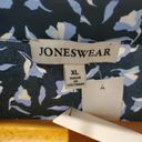 Jones Wear  Blue Floral Long Sleeve Top V Neck XL Photo 6