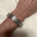 Brighton  Ferrara medallion Hinged Silver Etched Bangle Photo 0