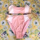 Cabana Del Sol  Pink Color Block Hi Waisted Bikini M Photo 0