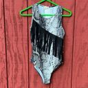 Peach Love California NWT Peach‎ California Love Black Snake Print Fringe Bodysuit Large Photo 5