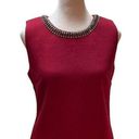 Cynthia Rowley Red with Diamond Gem Rimmed Round Neck Sleeveless Zip Back Top S Photo 0