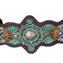 Chico's  Belt Womens M/L Brown Genuine Leather Beaded Snap Adjustable Western Boho Photo 3