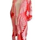 Siren Lily  Maternity Kimono Women Size Large Red and White Floral Tie Wa… Photo 0