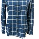 Draper James  Womens Button Up Shirt Blue Plaid Long Sleeve Cuff Round Hem 2 Photo 2