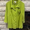 cj banks  3/4 sleeve button down shirt chartreuse green size X (14W) Photo 0