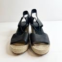 Eileen Fisher  Agnes Slip On Espadrilles Wedge Sandals Black Leather Women's 7 Photo 1