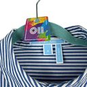 Draper James  Andrea Striped Button Down Ruffle Blouse Blue & White Size 8 Stripe Photo 2