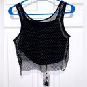 Sincerely Jules  Crop Top Medium Rhinestone Mesh crystal Fishnet Flowy tank scoop Photo 0