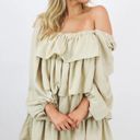 We Wore What  Crinkle Chiffon Crème Bruilee Tiered Mini Dress Size S Photo 1