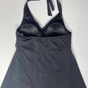 Garnet Hill  Stretch Sleeveless Signature Crossover Swim Dress Black Size 8 Photo 5