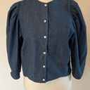 Buttons NWT Hackwith Design House Puff Sleeve Denim Cropped Top Size S (cotton ) Photo 0