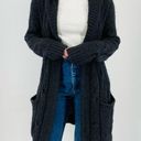 Vince  Wool Alpaca Blend Cable Knit Long Hooded Cardigan Sweater Dark Gray Size Photo 0