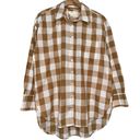 Maeve Anthropologie  XS Tan White Buffalo Checkered The Bennet Buttondown Shirt Photo 4