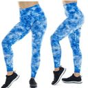 Luna K-DEER  Tie Dye Print High Waisted High Rise Sneaker Length Leggings Blue Photo 2