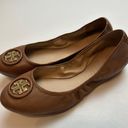 Tory Burch Allie Ballet Flats Elasticized Slip On Travel Brown Leather Womens 8M Photo 0