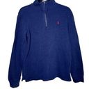 Polo  Ralph Lauren Vintage Navy 1/4 Zip‎ Thick Cotton Pullover Sweater. Size XL Photo 0