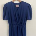 Vintage Blue  Wrap Dress 10 Petite Midi Knee Length Navy Blue Capsule Neutral Photo 1