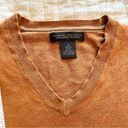 Banana Republic  Gold Orange Silk Cotton Cashmere Blend V-Neck Sweater Small Photo 7