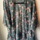 American Eagle  Outfitters Green floral sheer cardigan like new condition! medium Photo 2