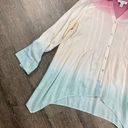 American Vintage Vintage America Shirt Women M Pink Blue Cream 100% Viscose Tie Dye V Neck Button Photo 4