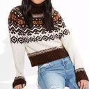 American Eagle NWT  Fair Isle Brown Snowdrift Turtleneck Cropped Sweater Photo 0